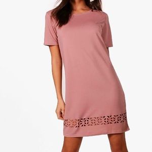 Laser Cut Shift Dress from Boohoo in mauve - US 8